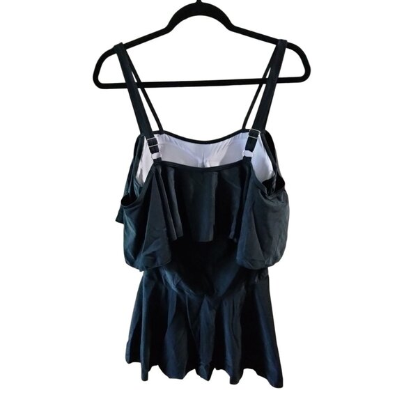 Cocopear Off-Shoulder Flounce Swimdress Black One-Piece Swimsuit Size Medium - Picture 7 of 10